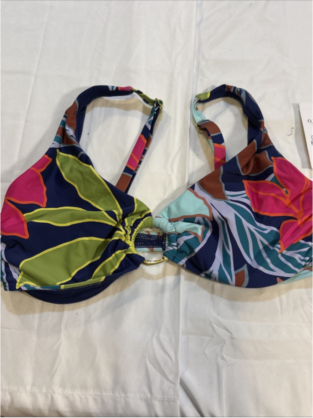 Vince Camuto Womens Multicolor Fiji Floral O-Ring-Trim Underwired Bikini Top M